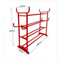 Стеллаж на колесиках для мячей-обручей-прыгалок разборный (цвет красный) Dinamika