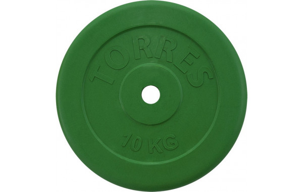 Диск обрезиненный Torres 10 кг PL504110, D25 мм, зеленый 600_380