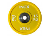 Олимпийский диск в уретане 15кг Inex PU Bumper Plate TF-P2100-15 желтый\белый