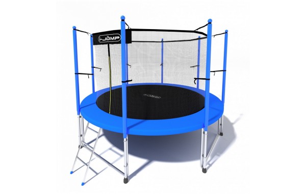 Батут i-Jump Classic 12FT 366 см с нижней сетью и лестницей синий 600_380