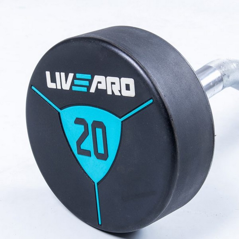 Фиксированная кривая штанга Live Pro Ez Curl Urethane Barbells LP8011-20 20кг 800_800