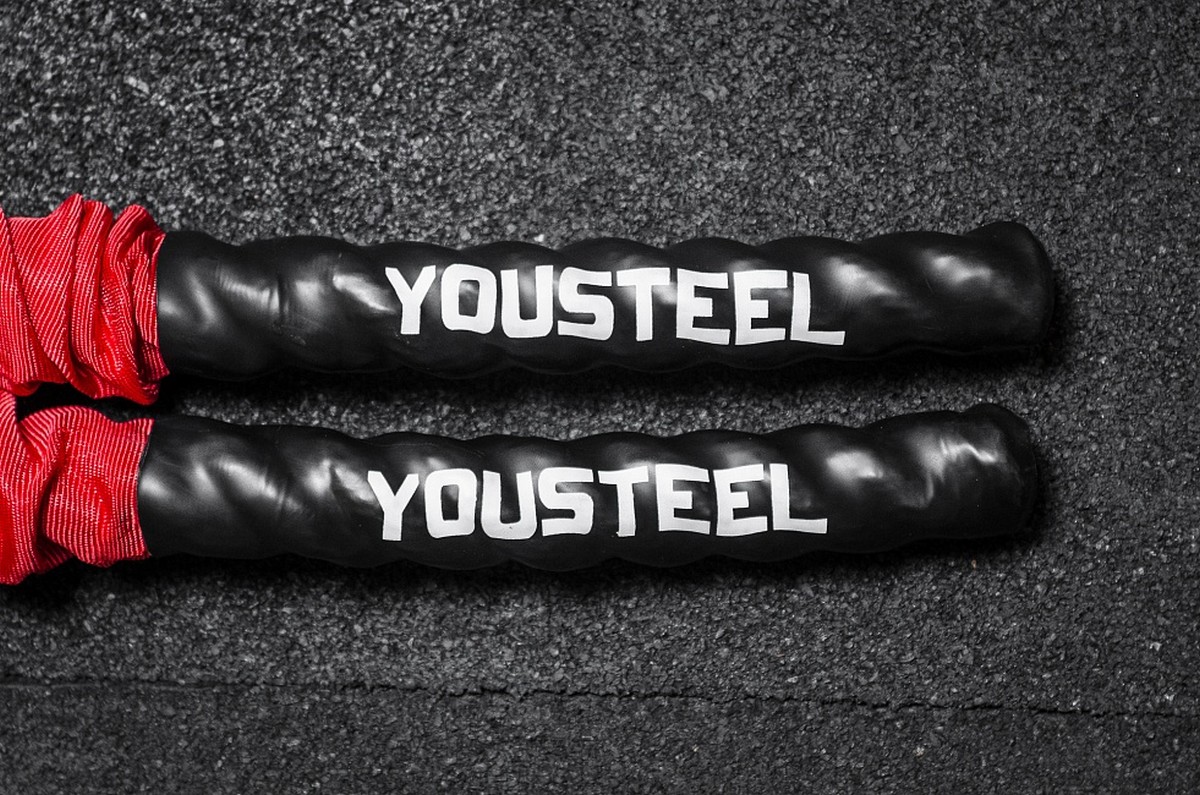 Канат тренировочный YouSteel нейлон, в чехле, D38мм, длина 15 м, красный 1200_795