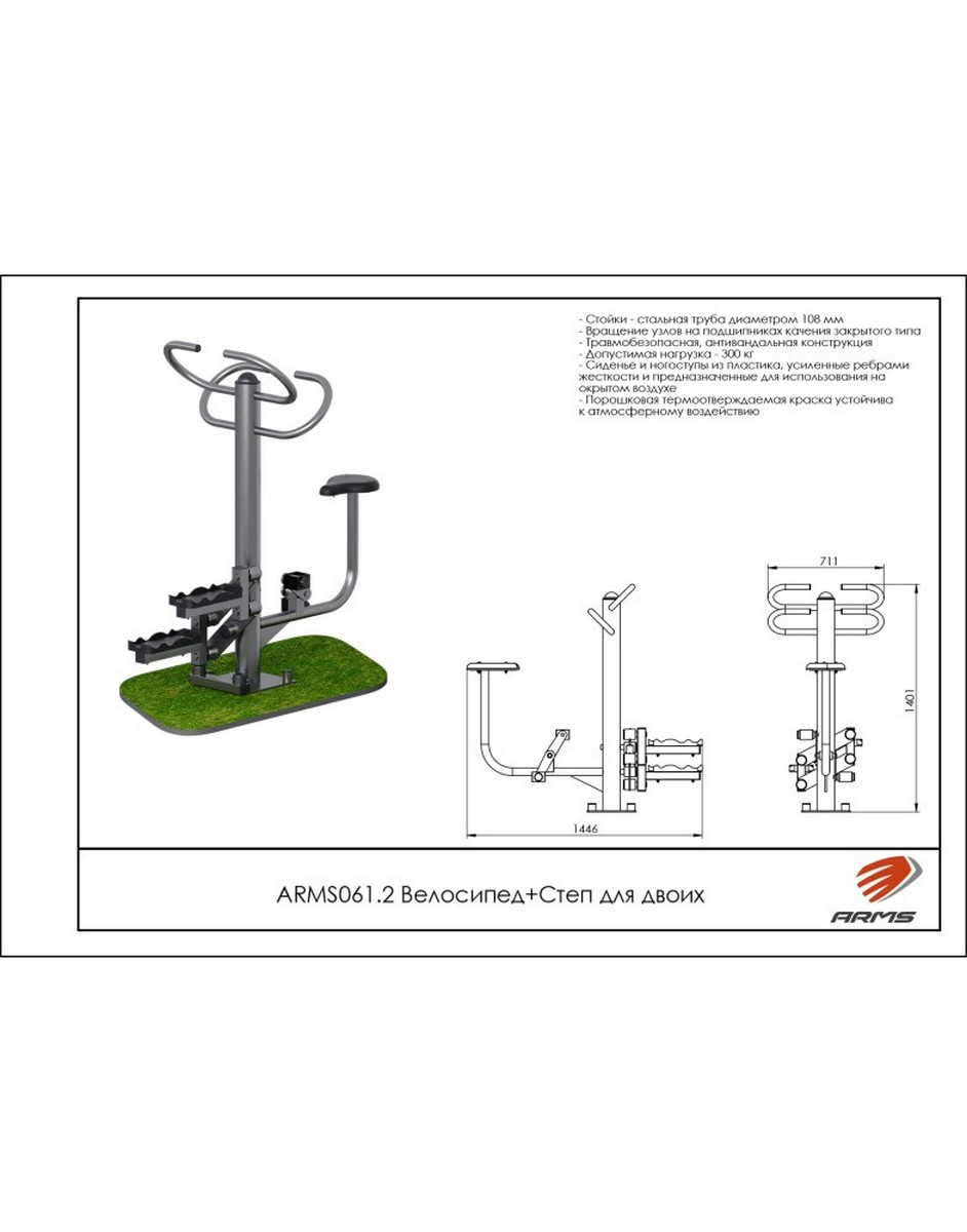 Велосипед + Степ для двоих ARMS ARMS061.2 942_1200