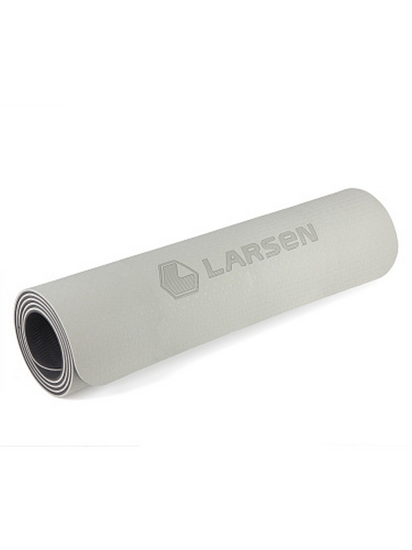 Коврик для фитнеса и йоги, TPE, 183х61х0,6см Larsen ECE 070 серый\черный 600_800