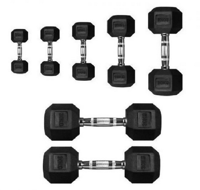 Гантель 40кг Perform Better Rubber Encased Hex Dumbbells 4137-40\BK-40-00 845_800